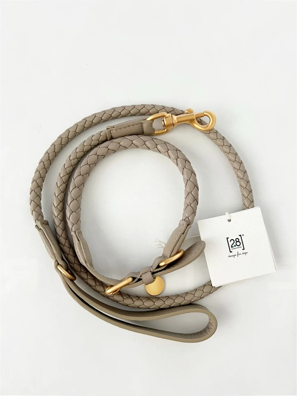 Ferdinando Braided Leather Dog Collar in Lazy Taupe by 2.8 Design for Dogs